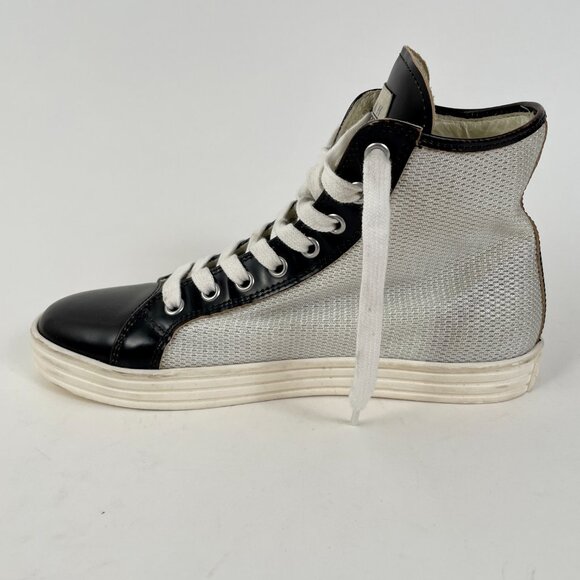 Women's Hogan Rebel R182 High Top Sneakers, Black Leather/SIiver Sequin, Size 36 - Picture 6 of 15